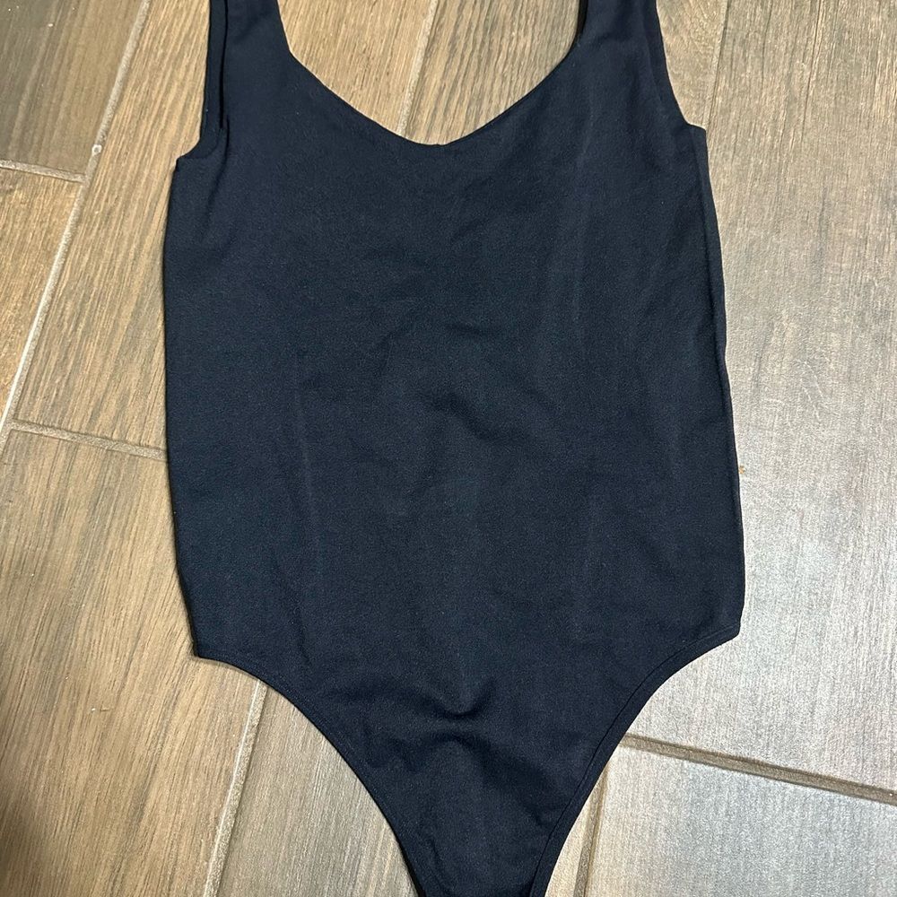 Free People Intimately Black Scoop-Neck Bodysuit